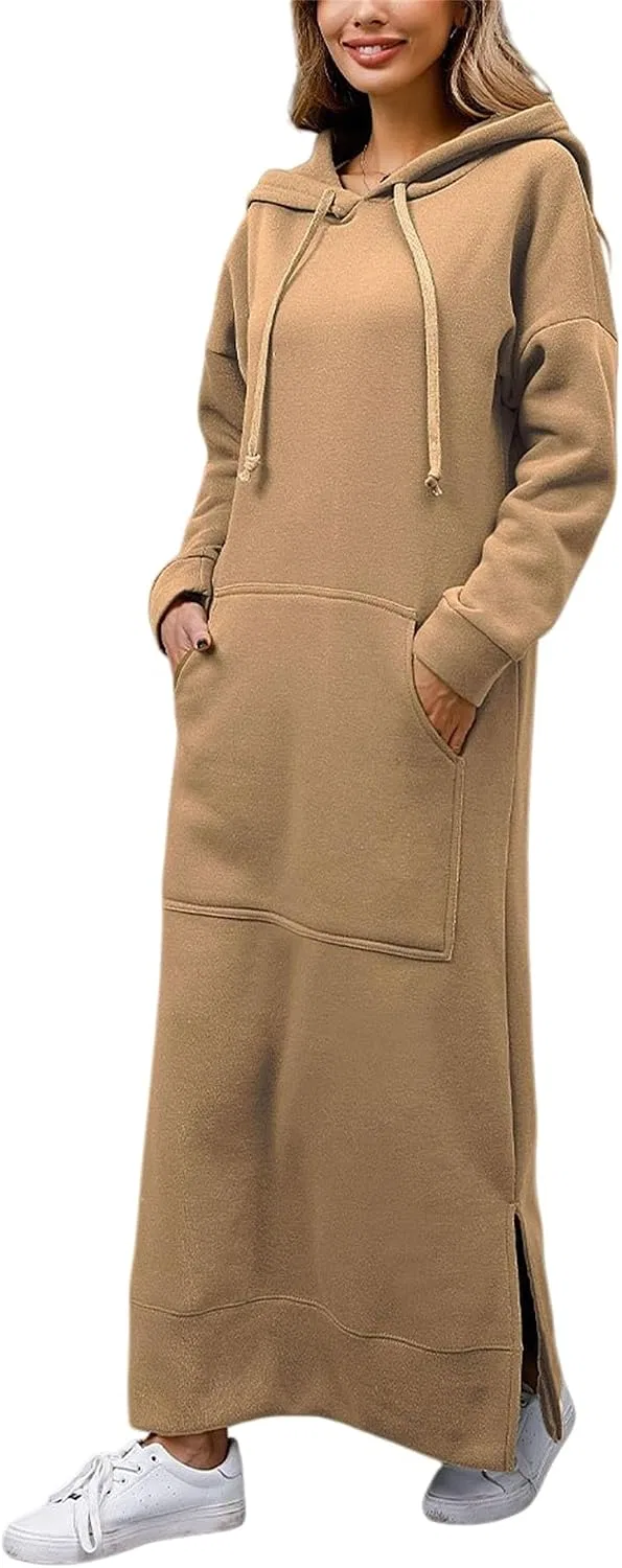 Женское худи-платье макси с капюшоном Pullover, Khaki