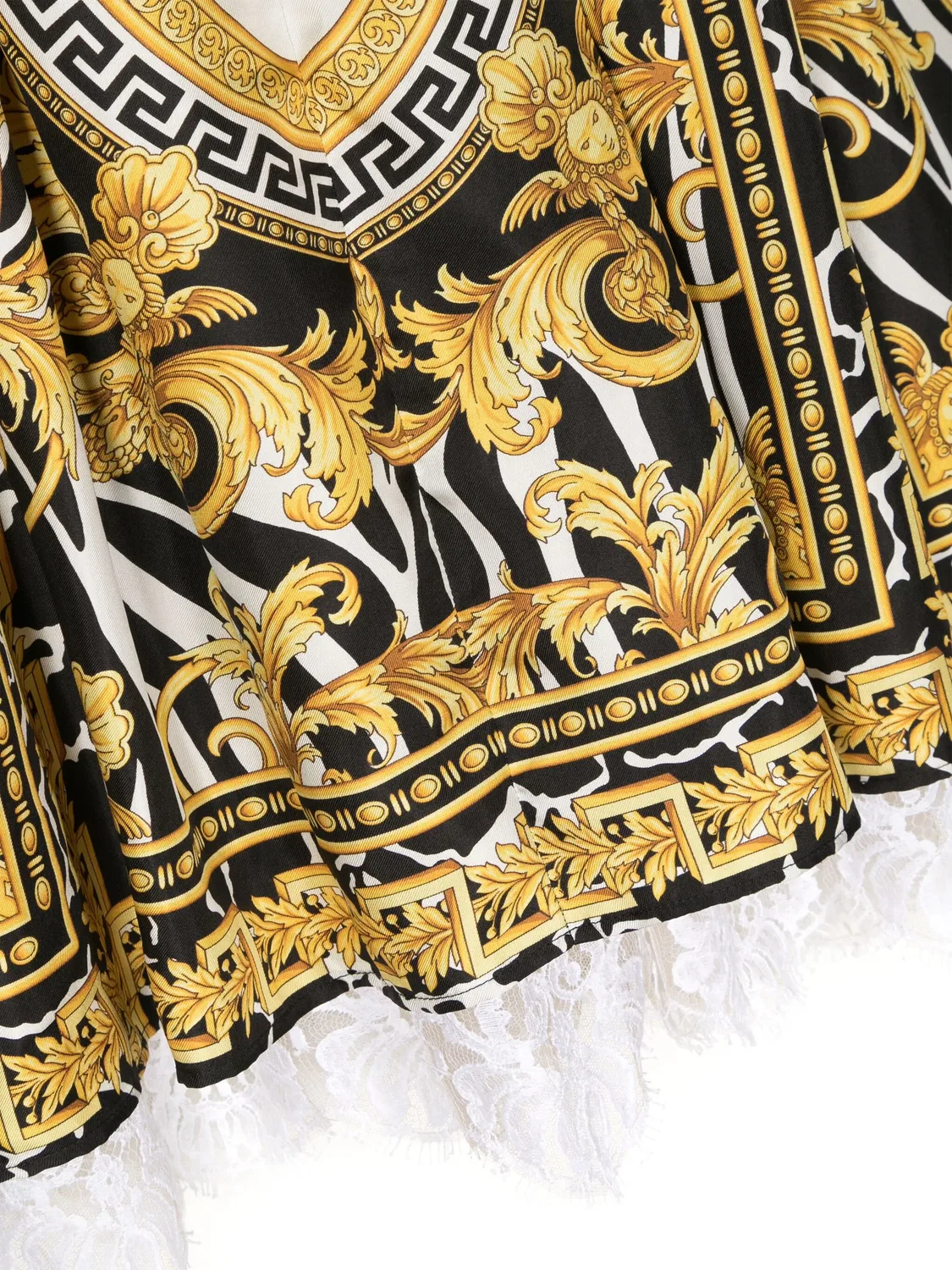 Платье с принтом Barocco и кружевом Versace, черно‑белый — фото 2