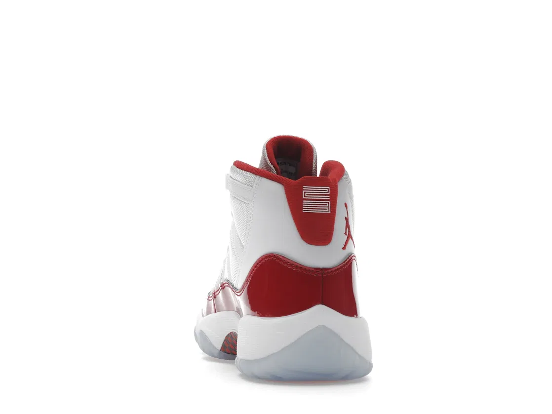 Детские кроссовки Lifestyle с глянцевым кожаным носком Jordan 11 Retro, White/Varsity Red-Black — фото 4