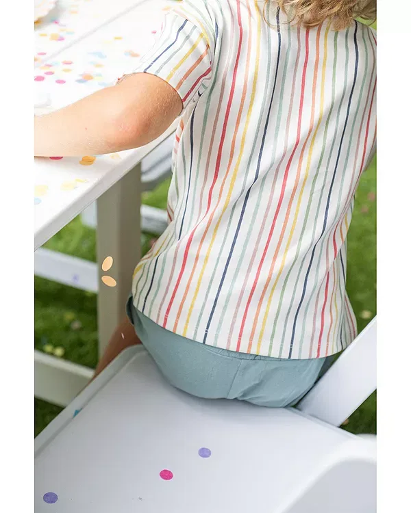 Детский топ с принтом Unisex Dropped Shoulder Tee Pehr, Stripes Away Rainbow — фото 4