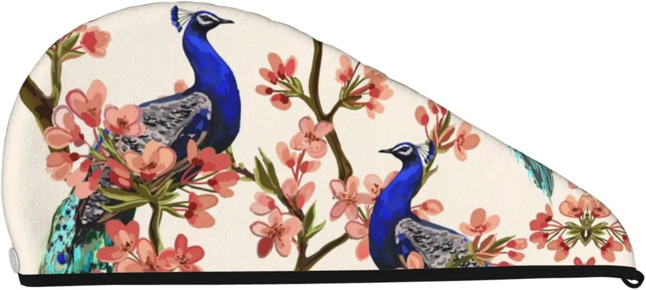 Шапочка для душа Peacock Print Coral Velvet, OPSREY