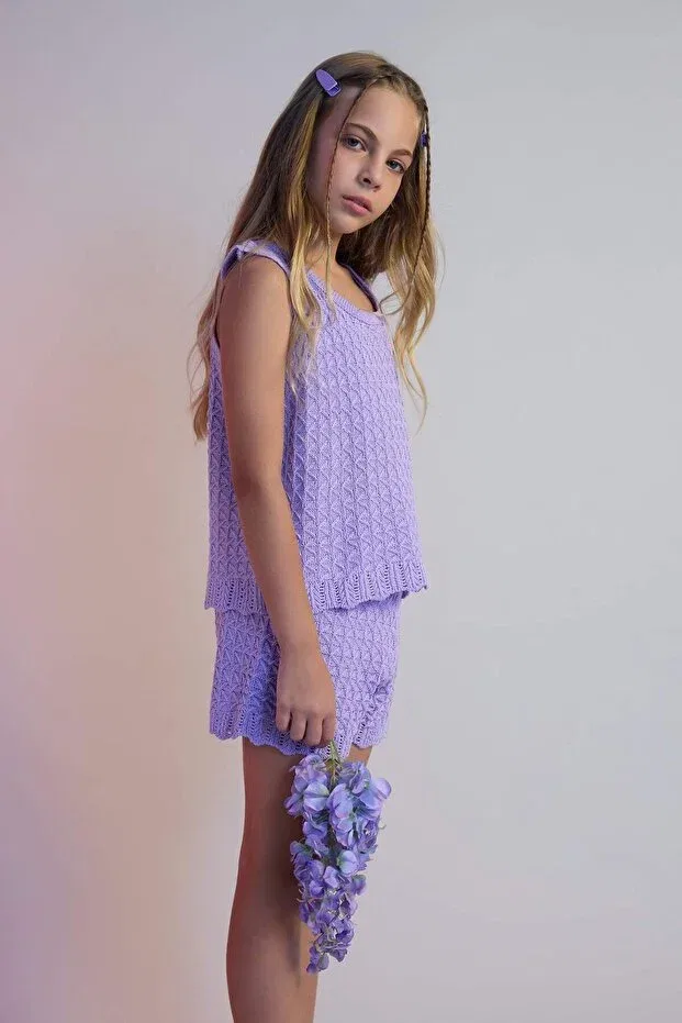 Детская для девочек ажурная майка Defacto, Purple Pr139