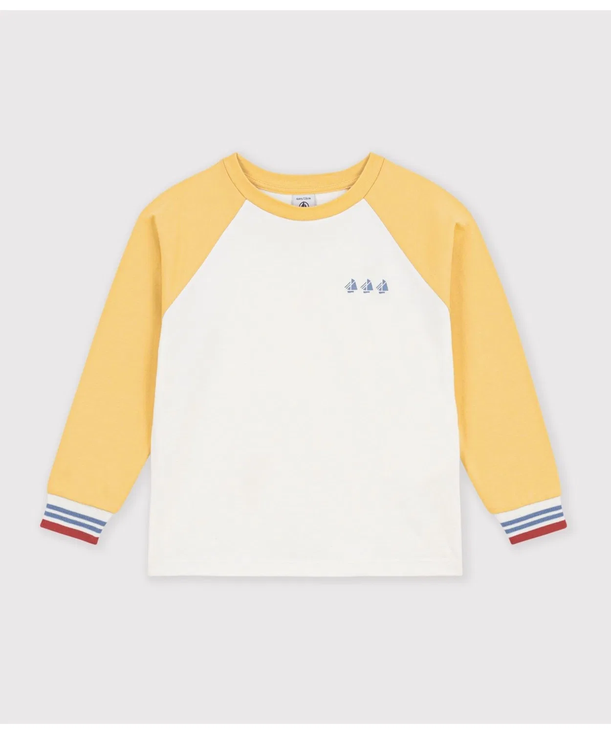 Детская футболка с длинным рукавомреглан PETIT BATEAU, Белая — фото 4