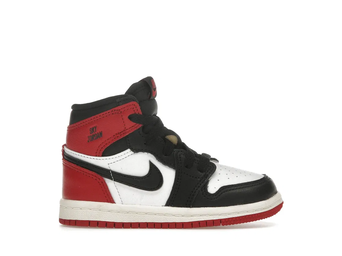 Детские кроссовки Lifestyle с принтом Black Toe Jordan 1 Retro High OG, Black/Black/Varsity Red/White