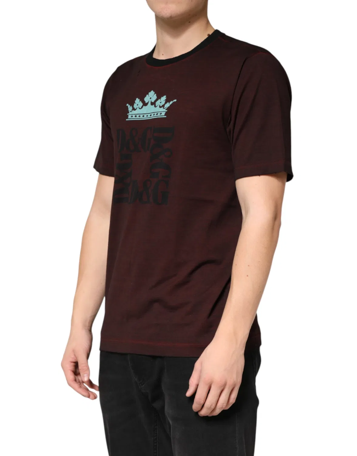 Мужская футболка с коротким рукавом с логотипом DG Crown Dolce & Gabbana, Maroon — фото 3