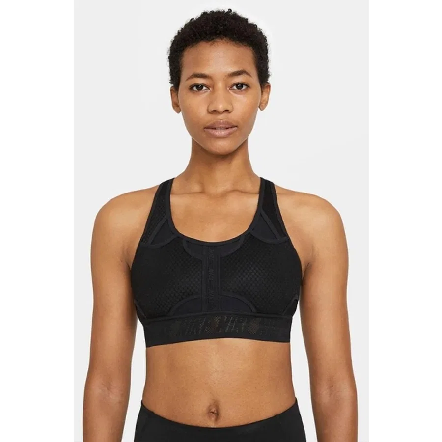 Спортивный бюстгальтер с принтом Nike Swoosh UltraBreathe, Черный