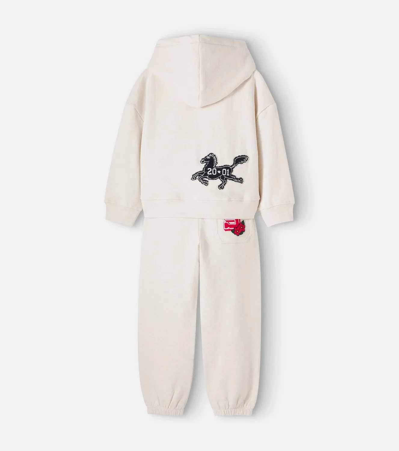 Комплект из худи и спортивных штанов с капюшоном, хлопковый флис, Stella Mccartney Kids, бежевый — фото 3