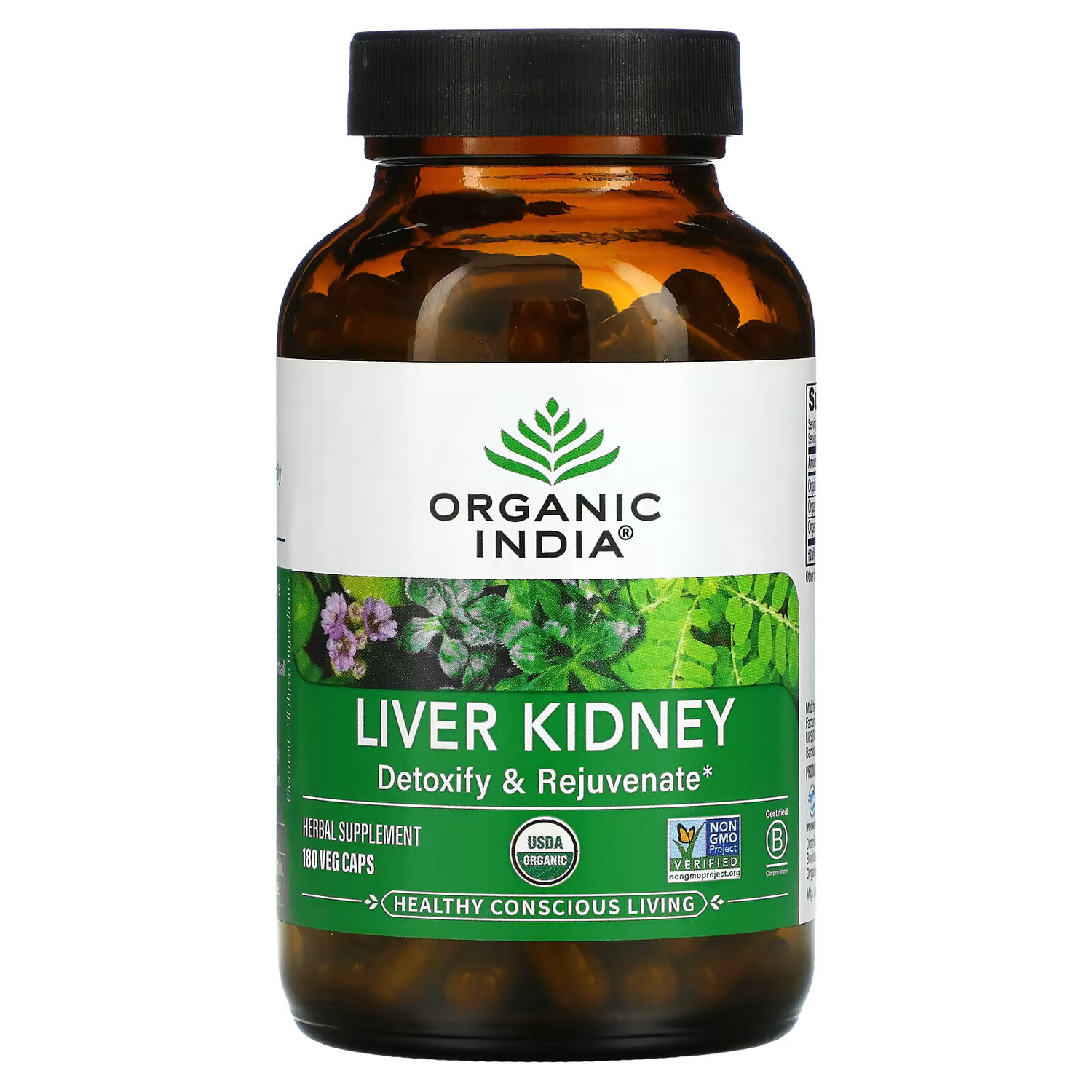 

Organic India, Liver Kidney, 180 вегетарианских капсул