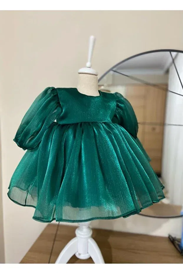 Детское платье для девочек с длинным рукавом Children'S dress Ayda, Emerald Green