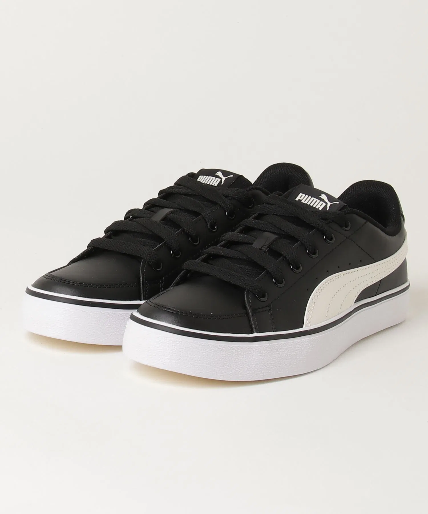 Мужские кроссовки PUMA V Court из искусственной кожи бело-чёрные — фото 2