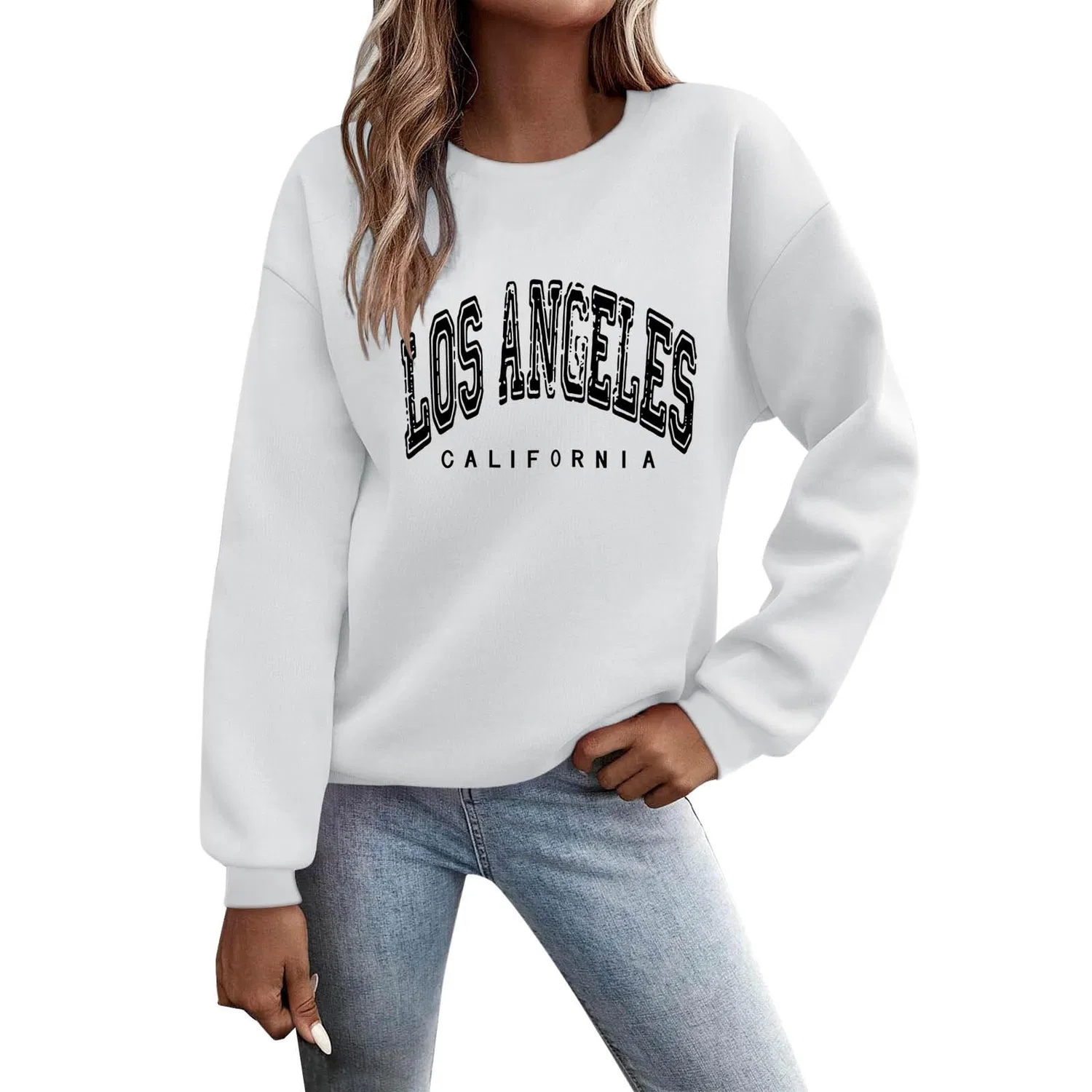 Женский худи с принтом Los Angeles California, свободного кроя, White