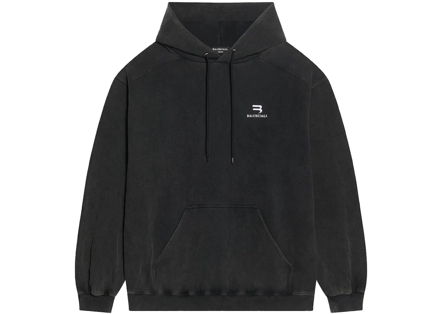 Мужской худи спортивный с принтом Balenciaga Sporty B, Black/White