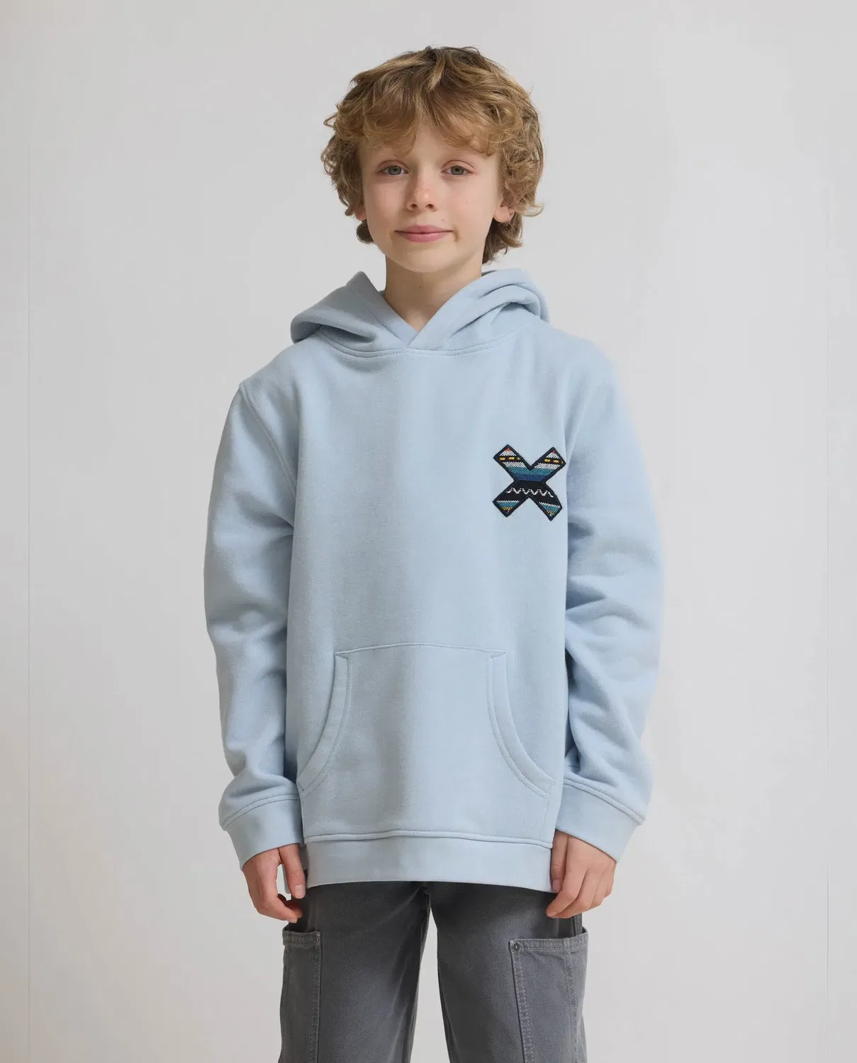 Детская худи без капюшона Classic Ice Blue Blue Banana, Azul Claro