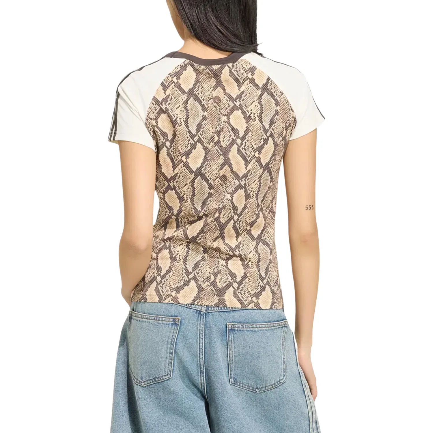 Женская футболка с принтом Snake Print Cali T-Shirt Adidas, бежевый — фото 3