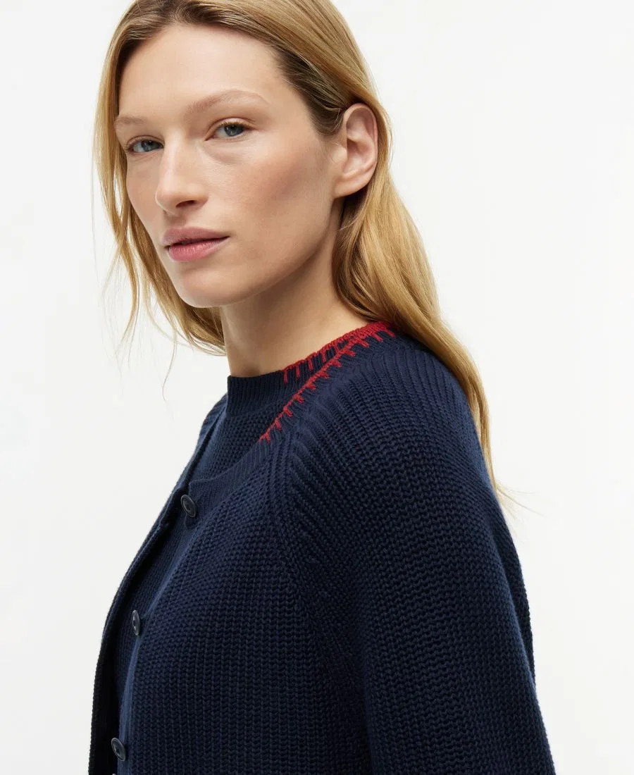 Кардиган женский с кружевной отделкой, с длинным рукавом Tommy Hilfiger, Dark Night Navy — фото 3