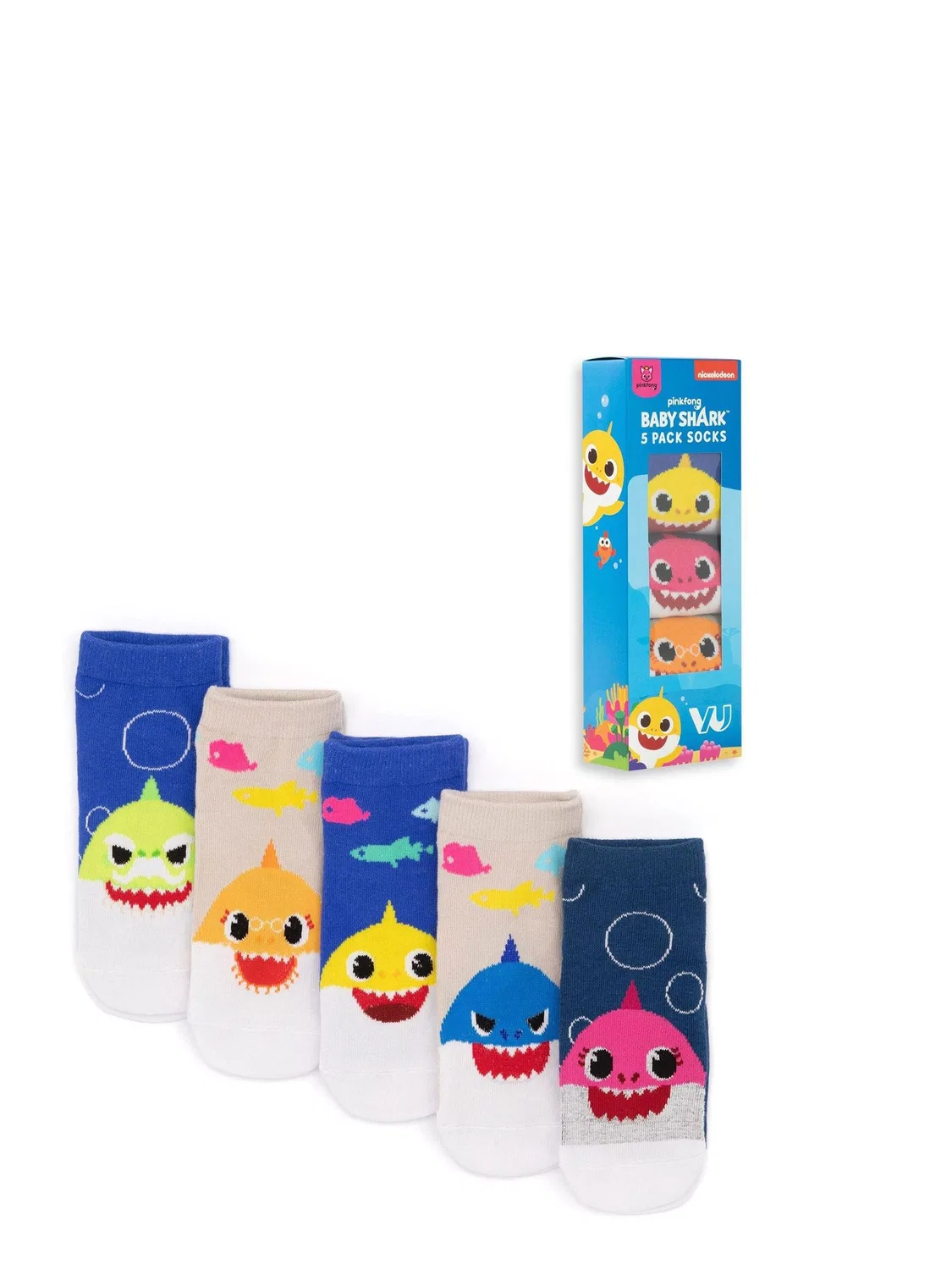 Носки детские Baby Shark Multi-Character Calf Socks Set Vanilla Underground, белый