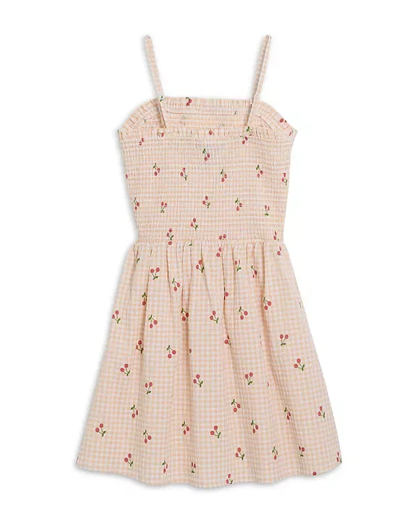Детское платье для девочек с принтом Gingham W Cherry Aqua, Gingham W Cherry — фото 2