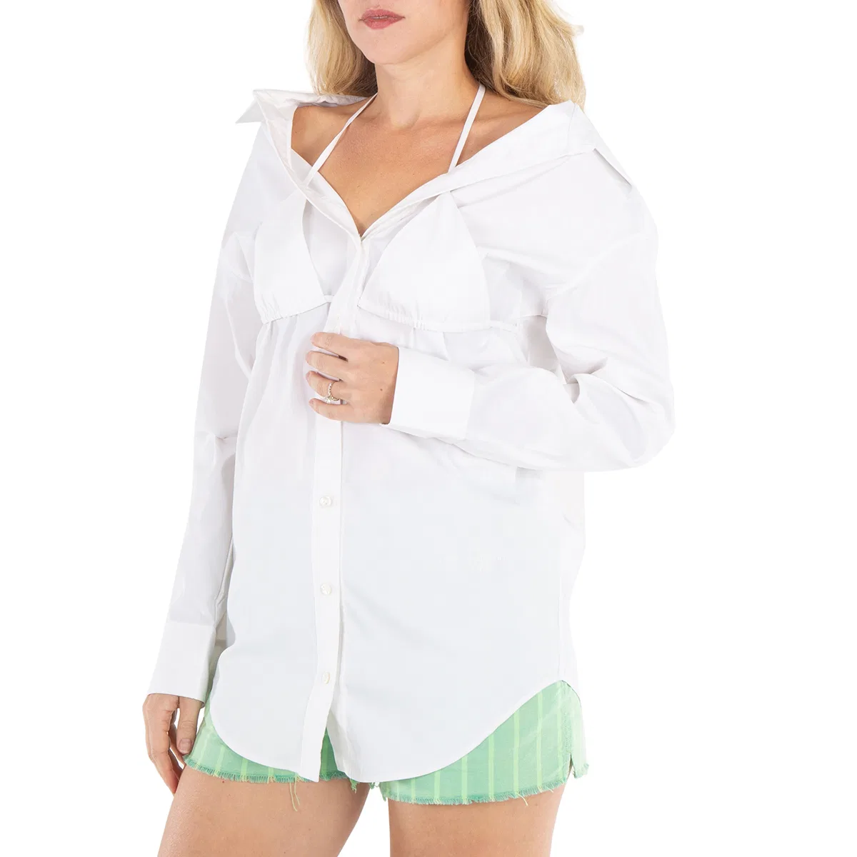 Блузка-бикини с многослойным дизайном Ladies White Layered Bikini Shirt Alexander Wang, White — фото 3