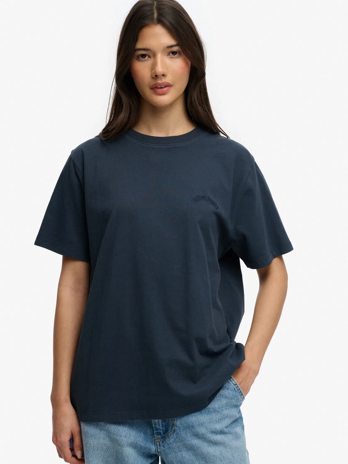Футболка свободного кроя Essential Logo Loose Superdry, темно-синий