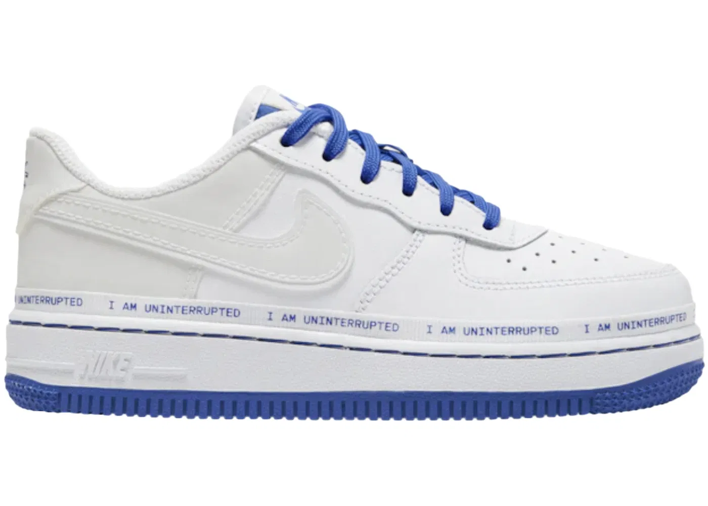 Детские кроссовки с длинным шнурком Nike Air Force 1 MTAA QS, White/Black/Racer Blue