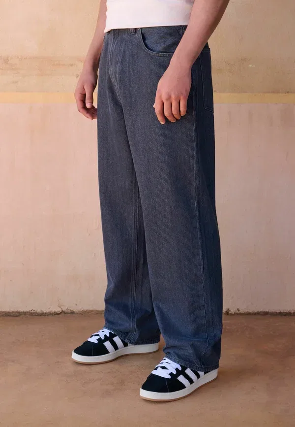 Джинсы прямые Baggy fit Next striped, черный