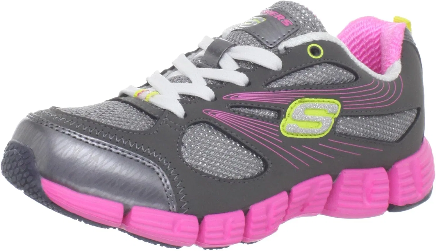 Детские кроссовки для девочек на шнуровке Skechers Kids 80895L Stride, Charcoal/Neon Pink