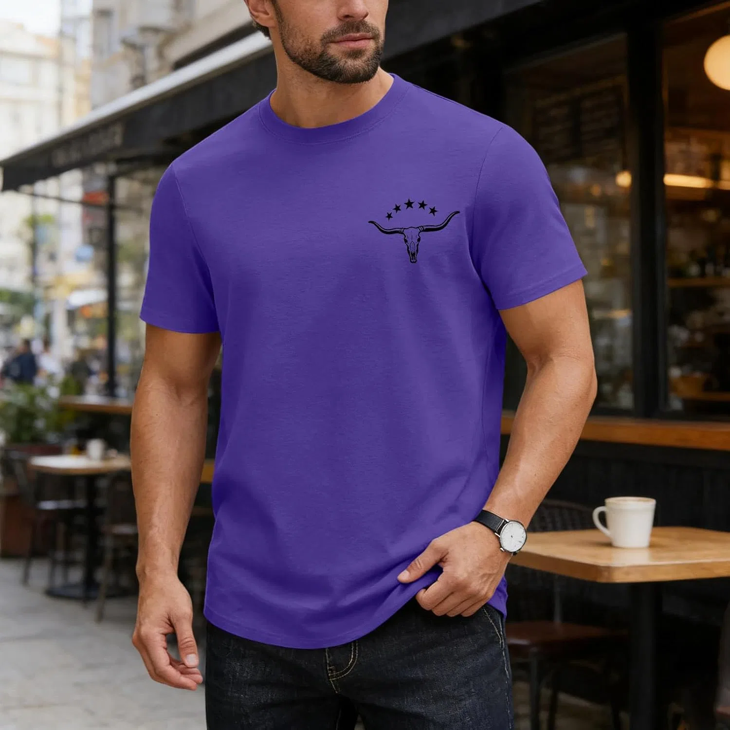 Мужская футболка с принтом Aztec Cowboy Shirts, Purple — фото 2