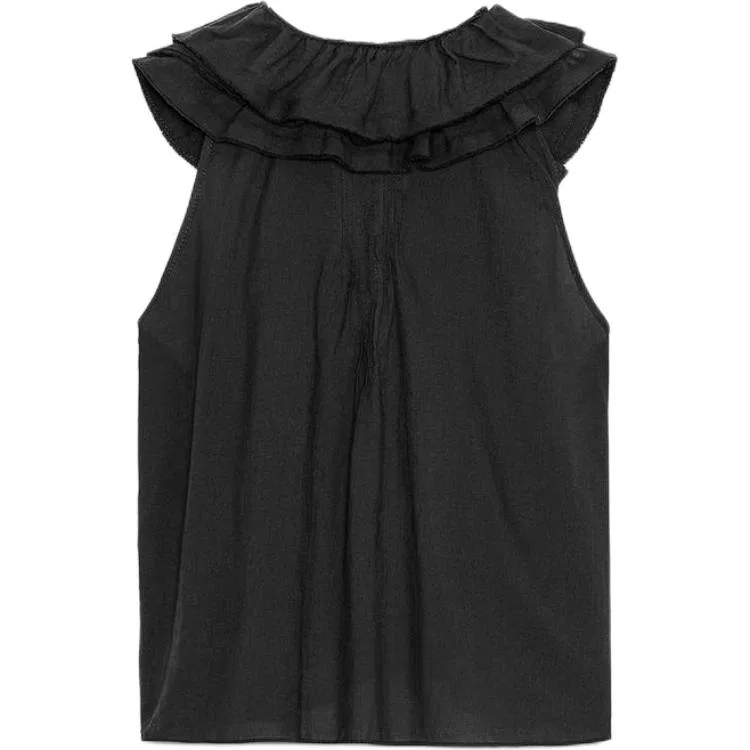 Женский топ-майка без рукавов с V-образным вырезом ZARA, Black — фото 3