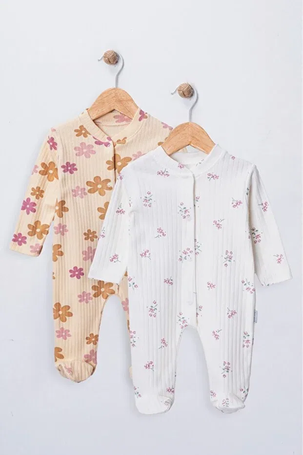 Детский комплект боди-комбинезонов для девочек 100% хлопок Enia Baby, Beige — фото 2