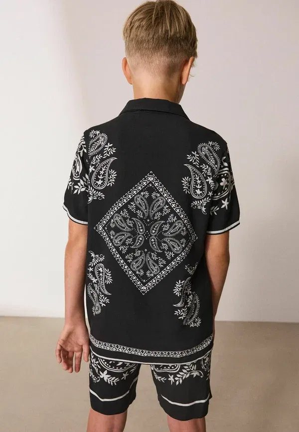 Комплект из рубашки и шорт с принтом Paisley, Set, Next, White, белый/черный — фото 4