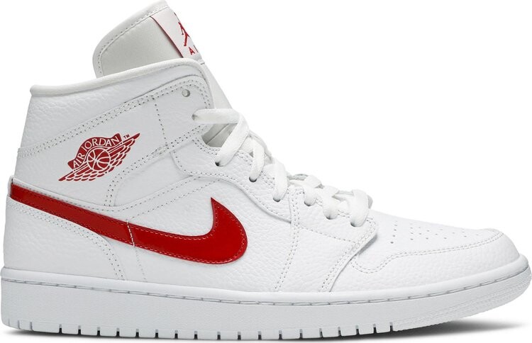 Кроссовки Wmns Air Jordan 1 Mid White University Red, белый