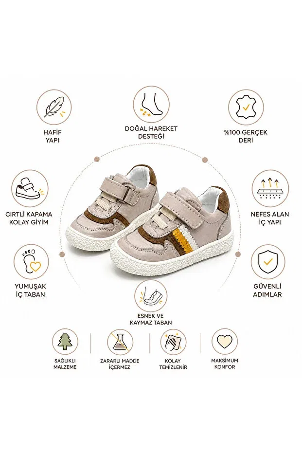 Детские туфли для девочек кожаные Basics Lepi Kids, Stone