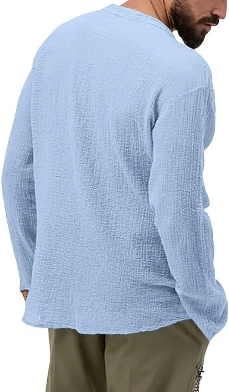 Мужская футболка-поло с воротником и пуговицами Long Sleeve Yoga, Light Blue — фото 3