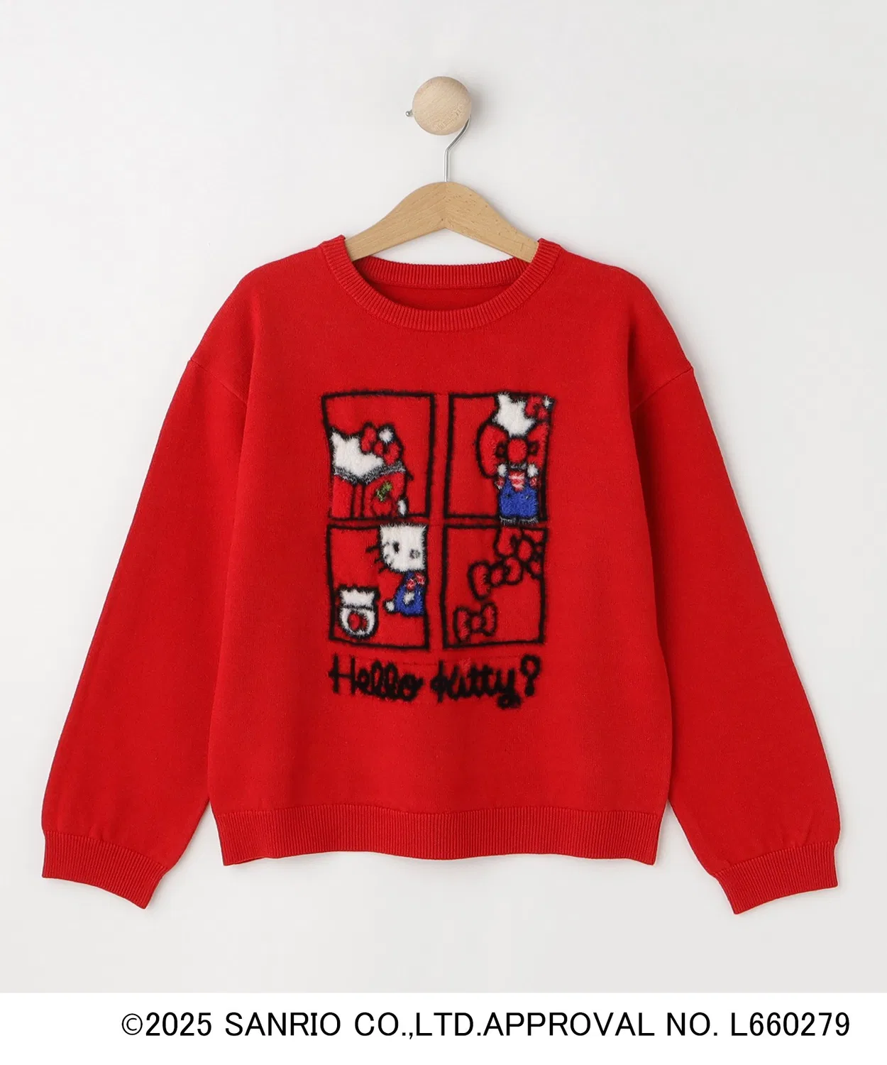 Детский свитер с длинным рукавомHello Kitty Sanrio, Красный
