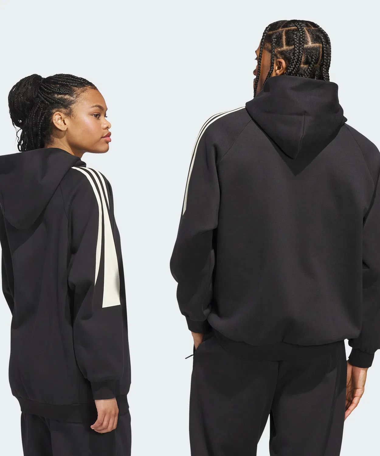 Мужское худи с длинным рукавомAdidas Three Stripes Fleece Hoodie, Black — фото 2