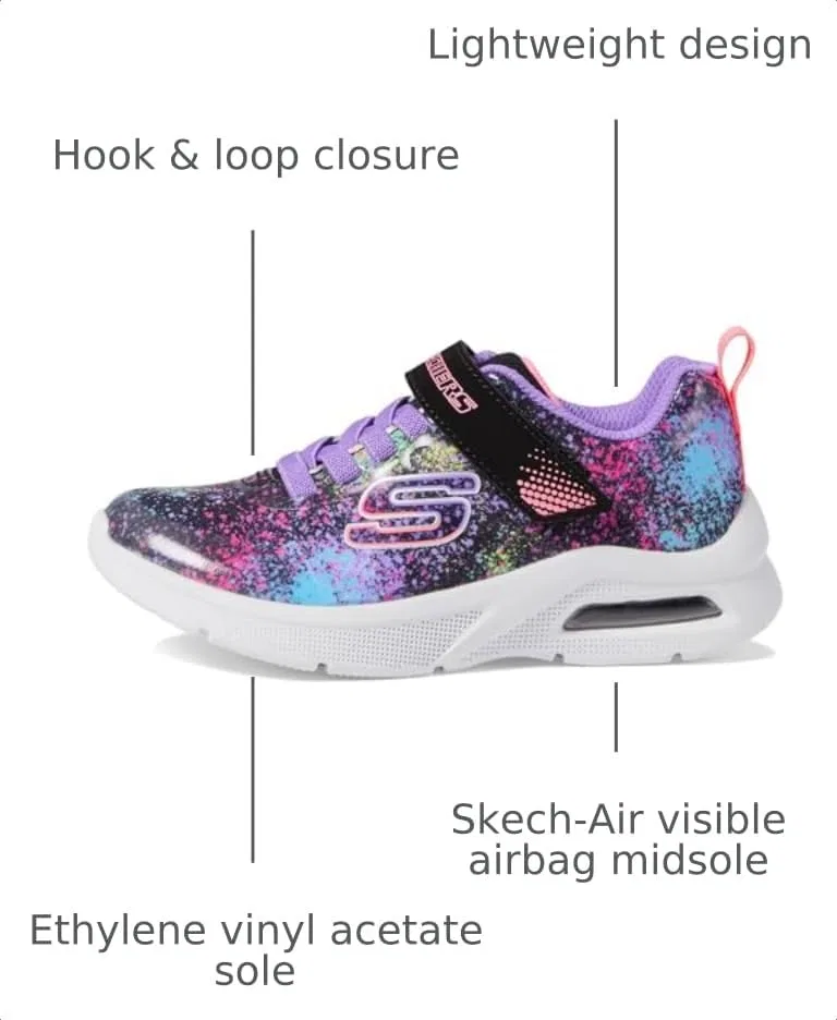 Детские кроссовки для девочек Microspec Max Skechers, Black/Multi — фото 3