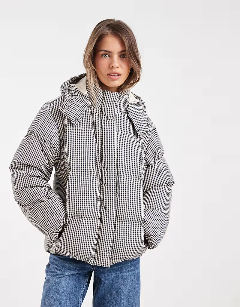 Пуховая куртка Levi's Tate в мелкую клетку, черный