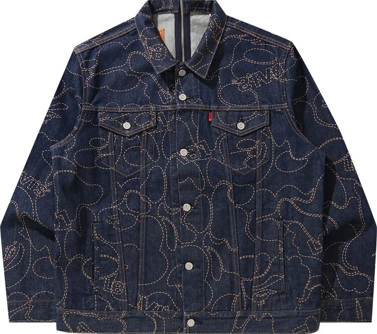 

Куртка BAPE x Levi's Camo Trucker Jacket 'Navy/Indigo', синий