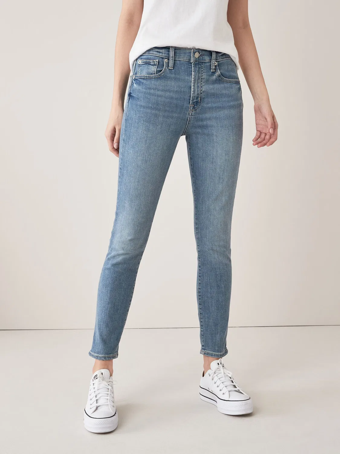 Джинсы скинни с высокой талией Gap True Skinny, синие