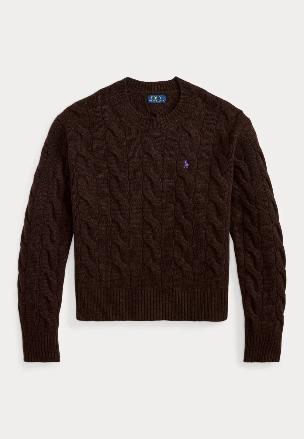 Свитер-Джемпер крупной вязки из шерсти и кашемира Polo Ralph Lauren, Walnut Brown Melange — фото 4