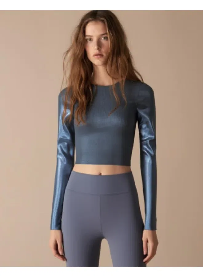 Пуловер вязаный с длинным рукавом Zara, синий
