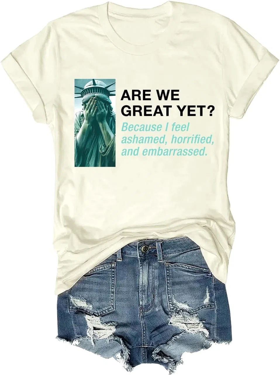 Мужская футболка с принтом Are We Great Yet, Creamy Yellow
