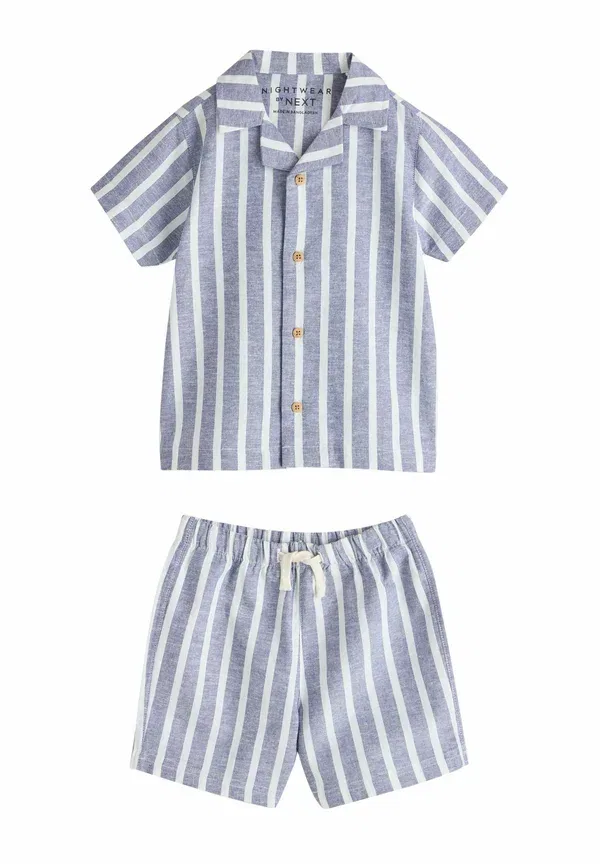 Пижамный набор с коротким рукавом, полосатый, Regular fit, Next, blue/white stripe, белый — фото 3