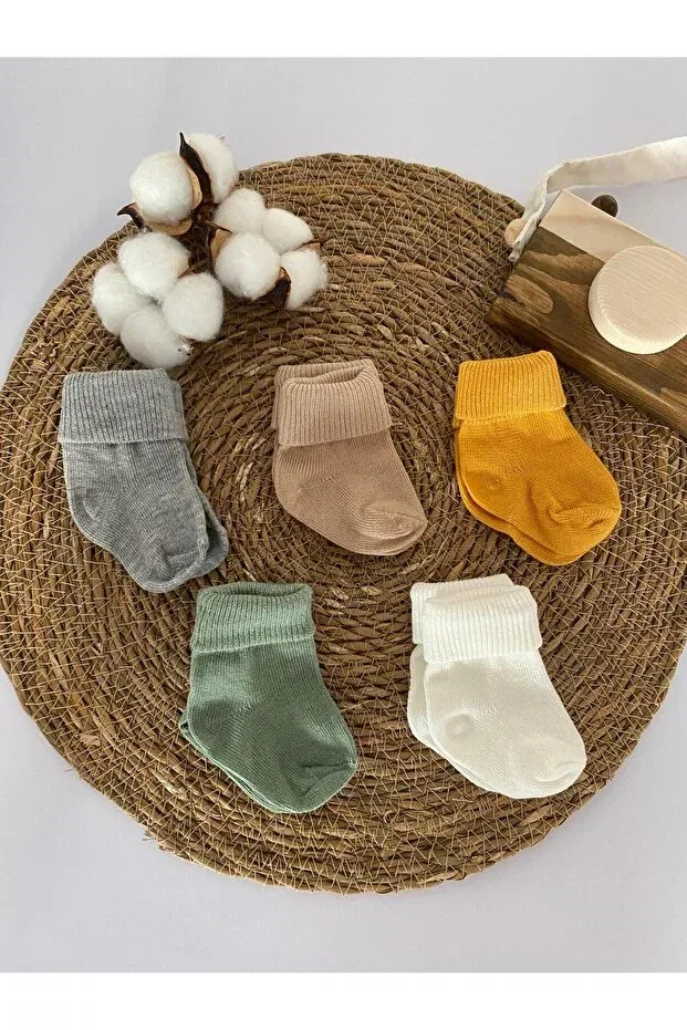 Детские носки из органического хлопка 5 пар Glory Baby, Gray Brown Mustard Benetton White
