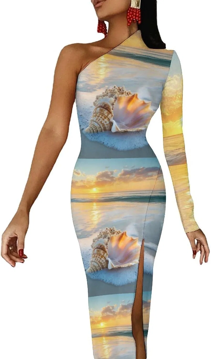 Женское коктейльное платье с одним плечом, Bodycon Maxi, Style