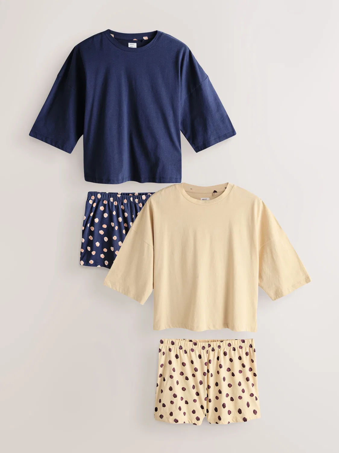 Пижама Next Navy/Yellow Spot Short Set, 2 шт., темно-синий/желтый в горошек