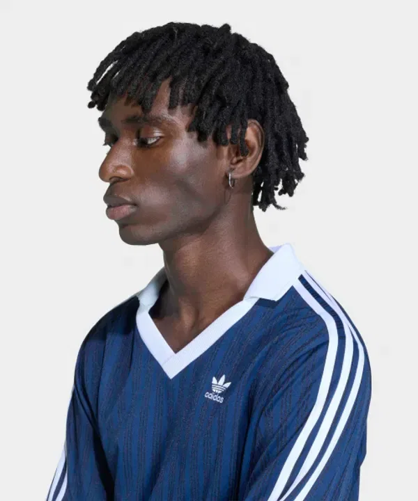 Футболка с длинным рукавом пике футбольная Adidas, ночной индиго — фото 3