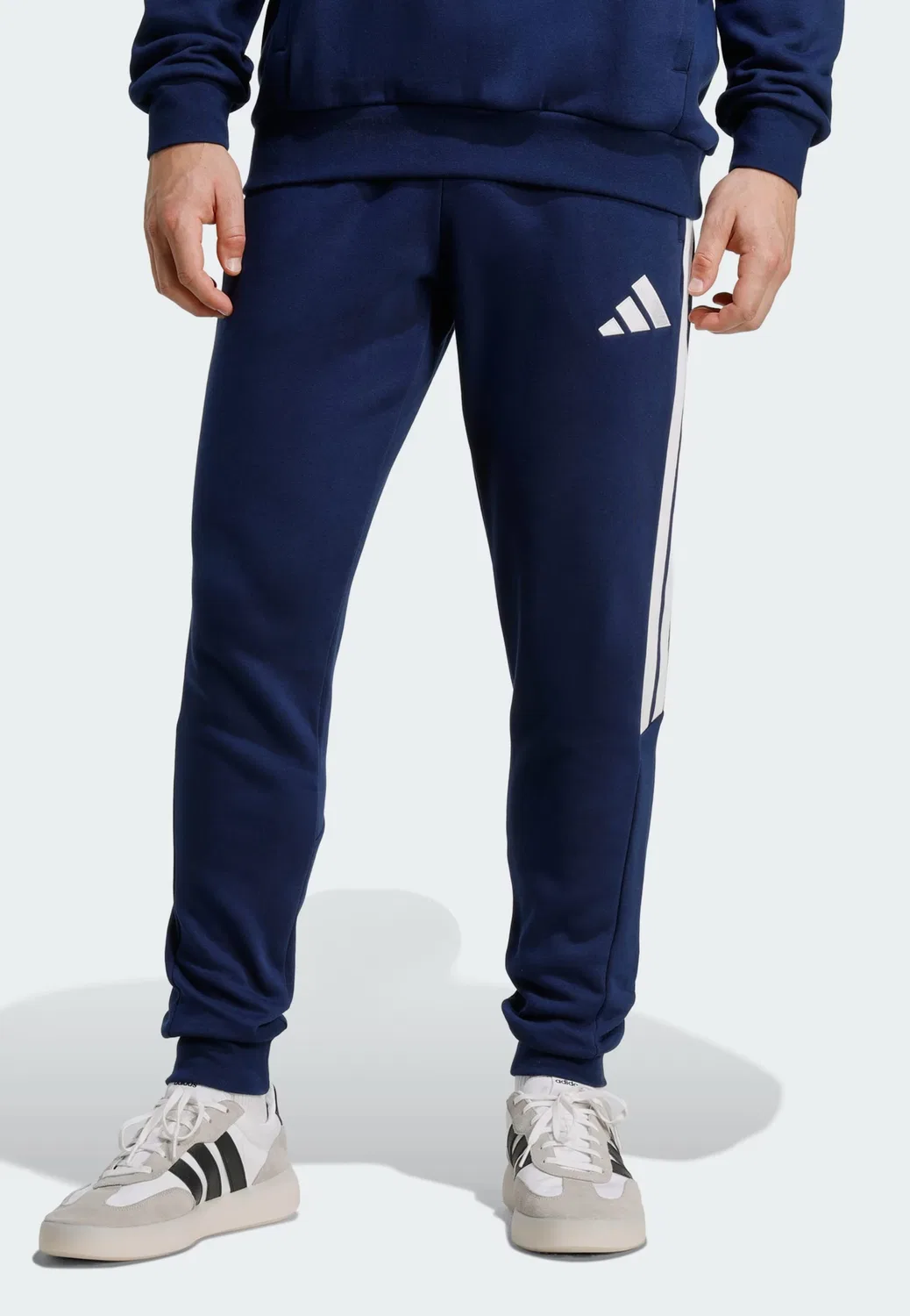 Спортивные брюки Adidas Performance Tapered Workout Pants Tiro26 League темно-синего цвета — фото 2