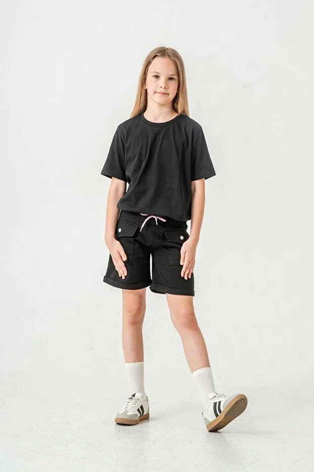 Детские шорты для девочек с карманами Mışıl Kids, Black