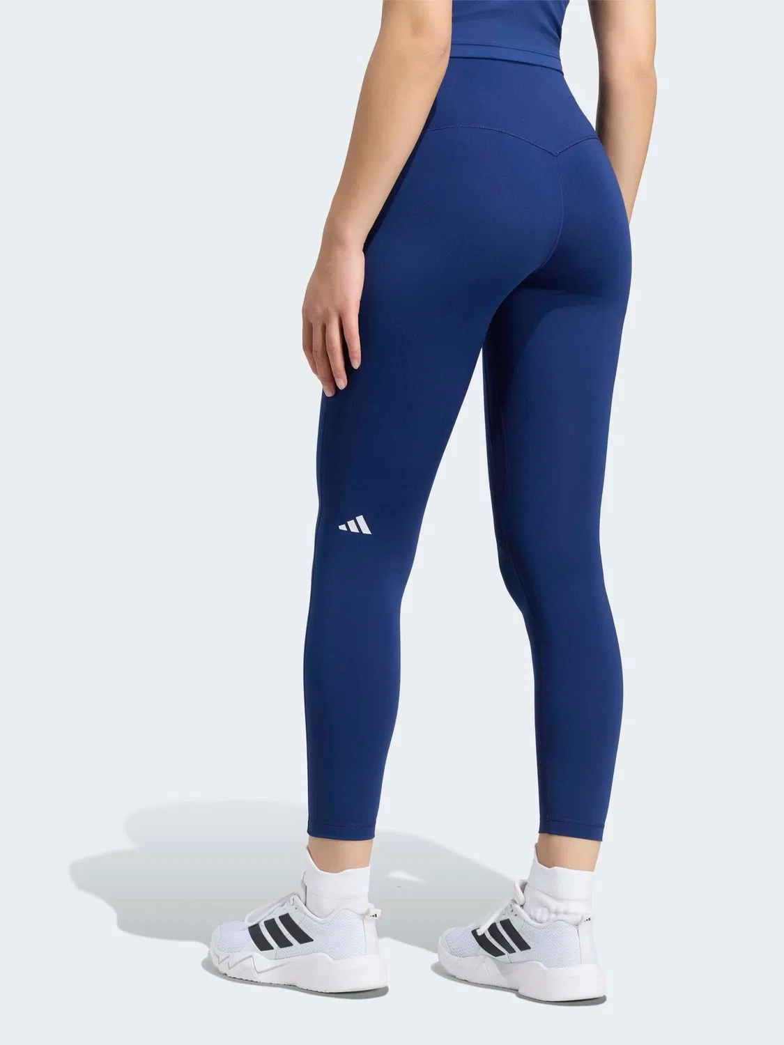 Леггинсы 3-Stripes Studio, модель All Me 7/8 X-Over Leggings adidas, темно-синие — фото 2